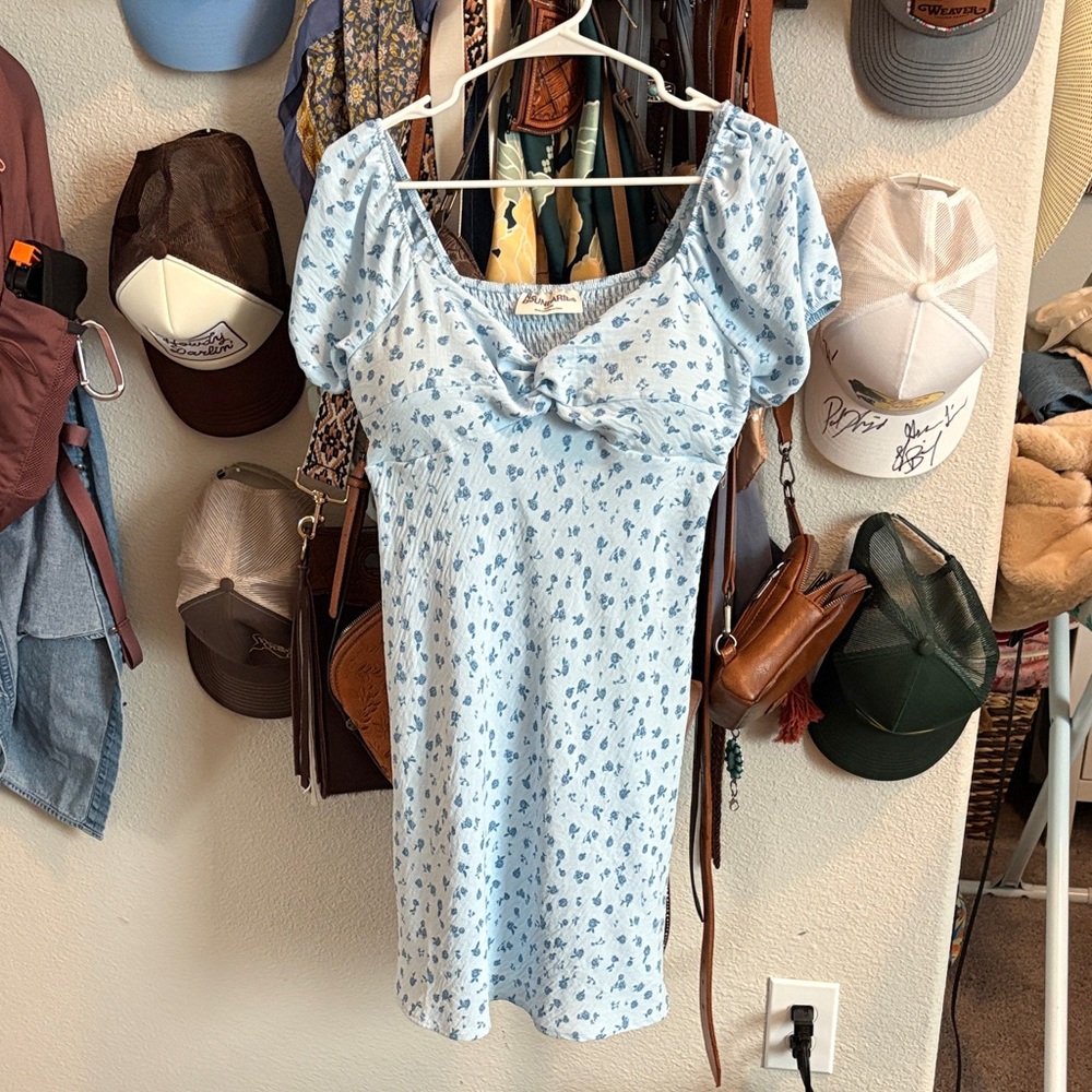 No Boundaries Light Blue Floral Mini Dress